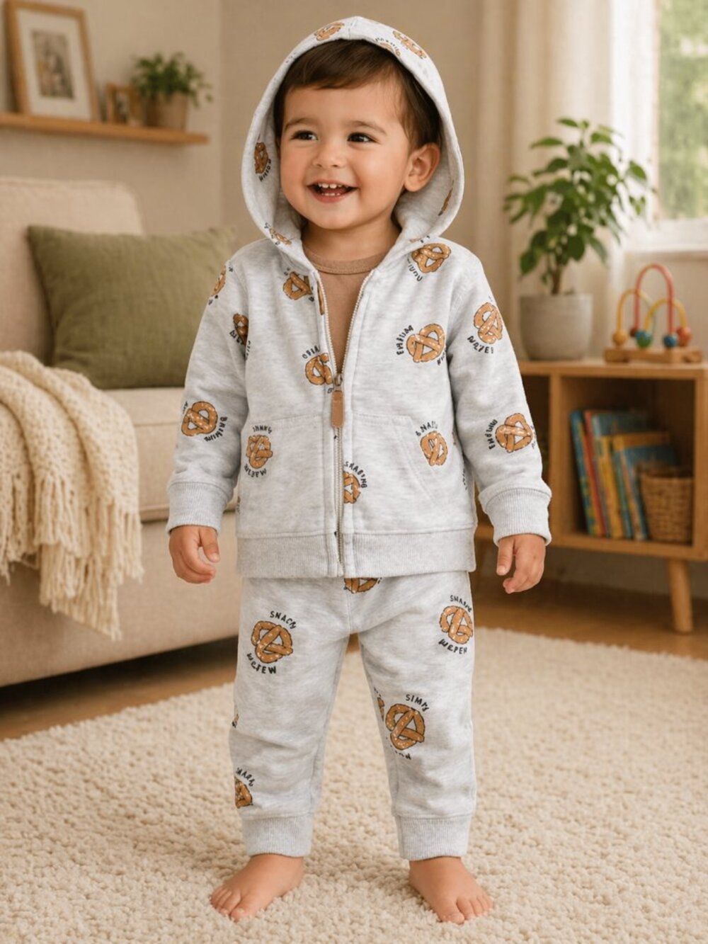 NWT Carter’s Baby Boy Pretzel 3-Piece Outfit Set Grey Brown 24 Months